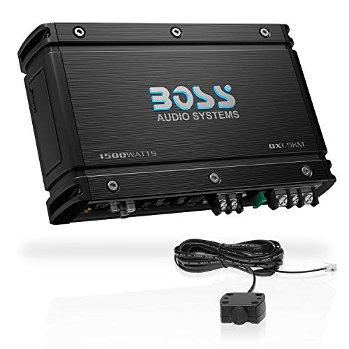 BOSS Audio Systems OX1.5KM Onyx Series Car Audio Subwoofer Amplifier – 1500 High Output, Class A/B, 2/4 Ohm, Low/High Level Inputs, Low Pass Crossover, MOSFET Power, Monoblock, Full Range, Stereo