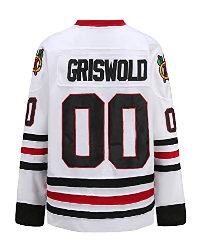 oldtimetown mens Griswold #00 Movie Hockey Stitched Letters Numbers Coats, 00#white, Medium