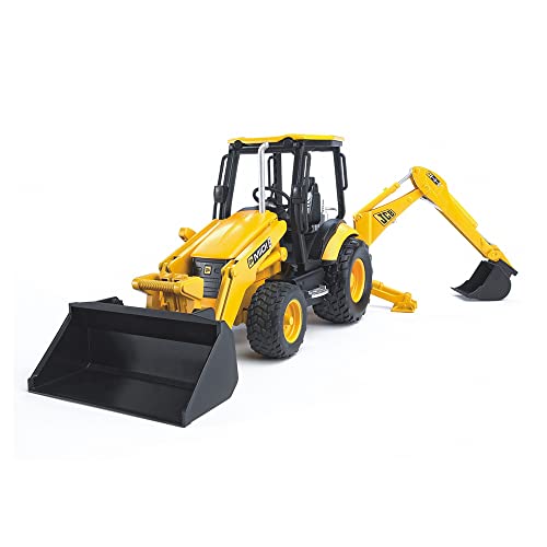 Bruder Toys - Construction Realistic JCB MIDI CX Backhoe Loader with Changeable Front Loader and Backhoe Loader Scoop - Ages 3+
