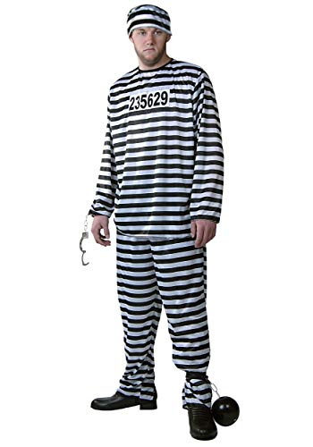 Jail Prisoner Costume for Men, Prison Jumpsuit, Criminal Outfit, Convict Costume for Cosplay & Halloween