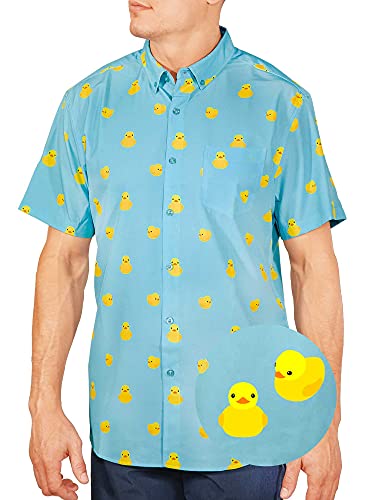 Visive Hawaiian Shirts for Men Short Sleeve Button Down/Up Mens Shirt Rubber Duck XL