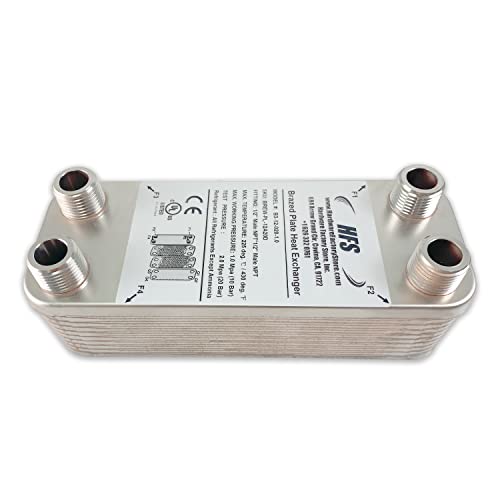 HFS(R) Homebrew Beer Wort Chiller (7.5'' 2.9''/20 plate, 1/2' x 1/2' NPT)