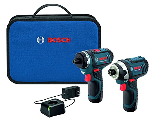 BOSCH CLPK27-120 12V Max 2-Tool Combo Kit with Two-Speed Pocket Driver, Impact Driver and (2) 2.0 Ah Batteries,Blue