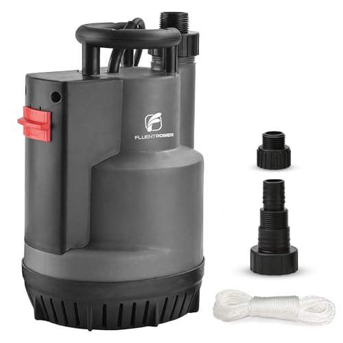 FLUENTPOWER 1/2HP Submersible Sump Pump 2500GPH Utility Water Pump, Auto/Manual Control by Integrated Float Switch, with 16.4 Ft Cord for Pool Tub Garden Pond Flooded Basement Draining