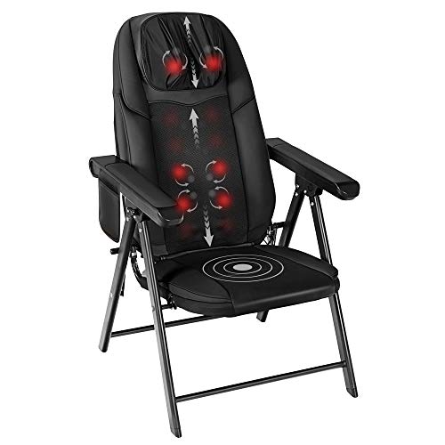 COMFIER Folding Massage Chair Portable, Shiatsu Neck Back Massager with Heat, Foldable Chair Massager for Full Body, Adjustable Backrest Height,Office Home Use,Mother's Day Gifts,Black