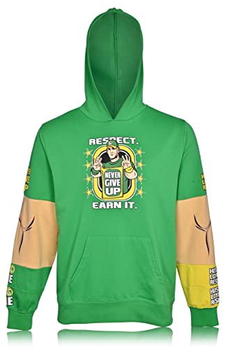 WWE Superstar John Cena Hoodie - U Cant C Me - Boys World Wrestling Champion Costume Hoodie Sweatshirt (Green, Medium)
