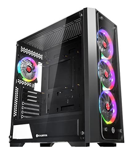 RAIJINTEK PONOS TG4, Mid-Tower PC Case, with Tempered Glass (Front & Side), EEB M/B, Comes with 4pcs 12025 ARGB Fans, Compatible with Max. 390mm VGA Card, USB3.0 and Magnetic Dust Filters