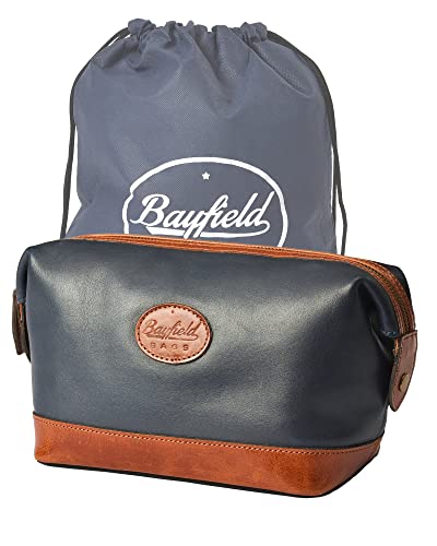 Bayfield Bags Mens Gifts, Mens Accessories, Mens Travel Bag Toiletry Kit, Mens Toiletry Bag, Bags for Men, Toiletries Bag for Men, Mens Shaving Kit, BLUE Leather Gifts for Him