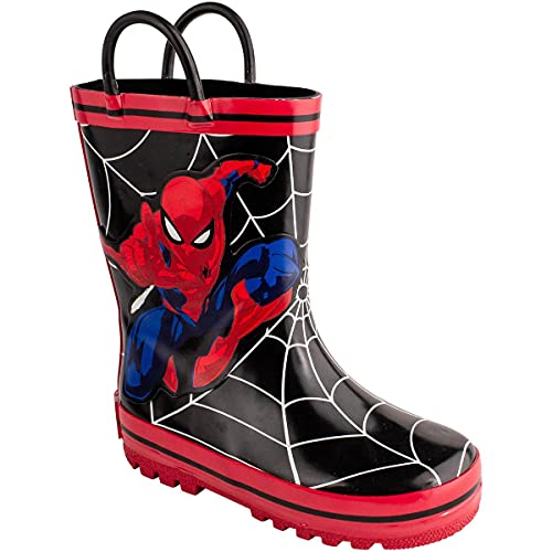 Favorite Characters Boy's Spiderman Rain Boots (Toddler/Little Kid), Black, 7