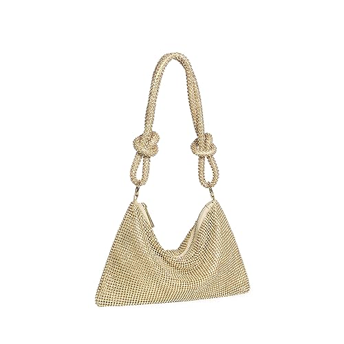 YUWITA Rhinestone Purse for Women Evening Bag Glitter Sparkly Mini Handbags (Gold)