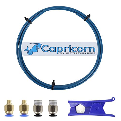 Creality Capricorn Bowden Tubing 1M, Bowden PTFE Tube for 1.75mm Filament with Teflon Tube Cutter, 2X PC4-M6 Extruder Fitting & 2X PC4-M10 Hotend Fitting for Ender 3 V2/3/3 Pro/5/CR-10/10S 3D Printer
