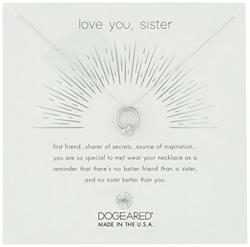 Dogeared Love You, Sister, Together Knot Charm Silver Chain Necklace, 16'+2.75' Extender