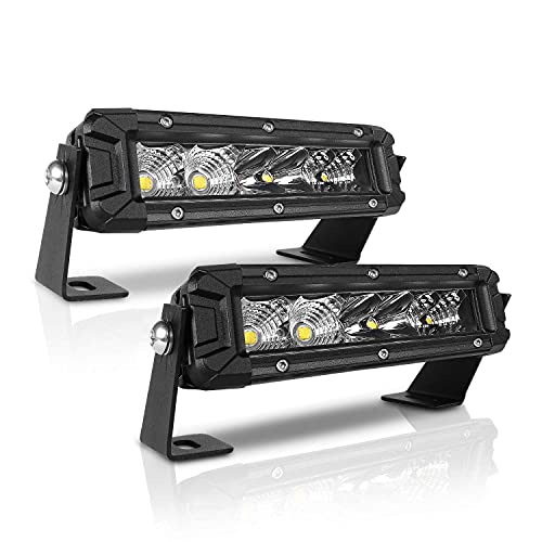 Rigidhorse LED Light Bar 6 Inch 60W Single Row Flood Spot Beam Combo 6000LM Off Road Light Driving Light for Pickup SUV ATV UTV Truck Boat （2 Pcs）