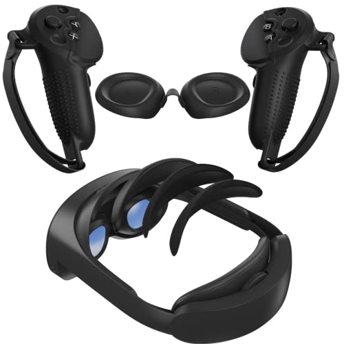 Forehead Cushion Foam Pad and Touch Controllers Grips with Lens Cover Bundle for Meta Quest Pro