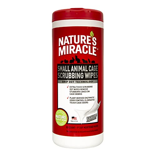 Nature's Miracle Small Animal Cage Scrubbing Wipes, Extra Thick, 30 Count (Pack of 1)