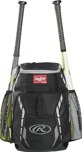 Rawlings | R400 Backpack Equipment Bag | Black (16' H x 12' L x 7.5' D )