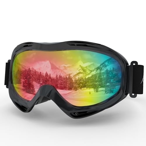 KIFACI OTG Ski Goggles Adult, UV Protection Snowboard Goggles Anti Fog, Ski Snow Goggles Men Women - Color Goggles