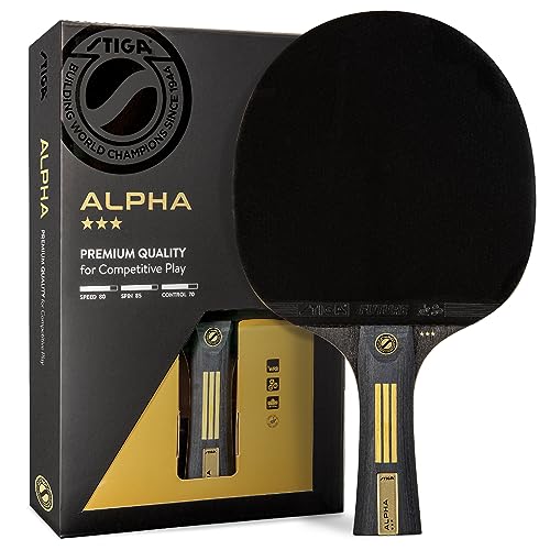 STIGA Alpha Ping Pong Paddle – 5-ply Extra Light Blade – 2mm Premium Sponge – Flared Handle for Masterful Grip – Performance Table Tennis Racket for Competitive Play