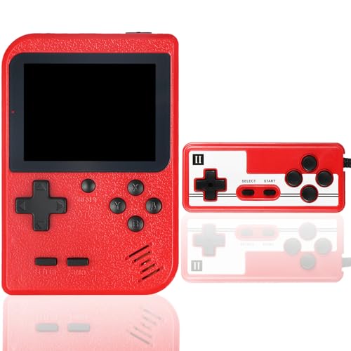 Retro Handheld Game, Portable Retro Video Game Console with 500 Classical Games, 3.0-Inches Color Screen, 1020mAh Rechargeable Battery Support for Connecting TV and Two Players(Red)