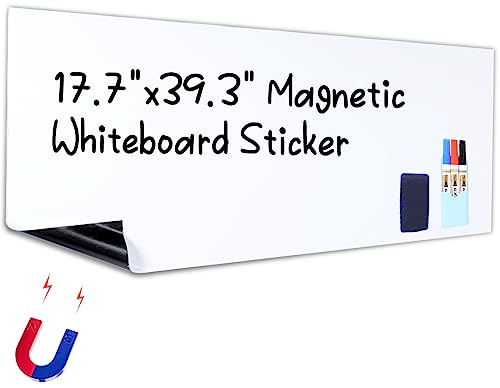 HAMIGAR Magnetic Whiteboard Contact Paper 17.5' X 39.4' White Board Sticker for Wall, Whiteboard Stick on Wall Peel and Stick Wallpaper Magnetic Whiteboard for Wall Dry Erase Board Adhesive Poster