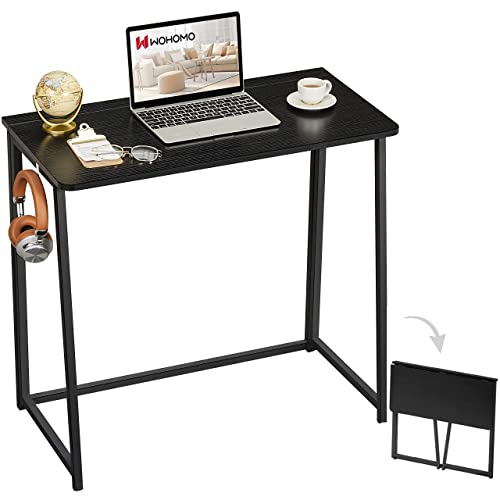 WOHOMO Folding Computer Desk, Small Writing Foldable Desk 31.5', Space-Saving Laptop Table, Easy Assemble Workstation for Home Office,Black