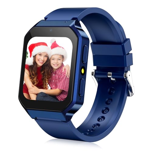 DERUI Smart Watch for Kids 3-12 Years Boys Girls, 26 Puzzle Games, Smartwatch with Camera, Pedometer, Stopwatch, Video Voice Music Player Calendar Alarm Clock Learn Card for Children Gifts (Blue)