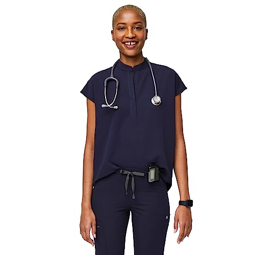 FIGS Rafaela Oversized Scrub Top for Women — Navy Blue, S