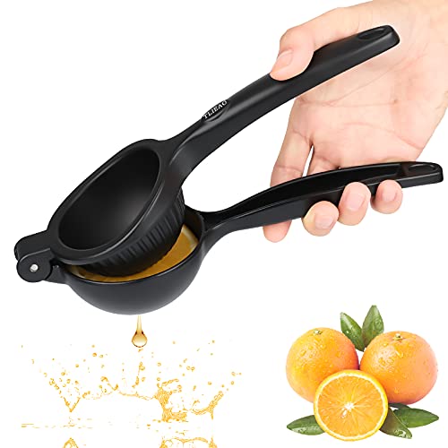 TLIEAO Lemon Squeezer Large Citrus Squeezer Manual Lime Juicer Hand Press Ergonomic Heavy Duty Orange Squeezer for Fruits, Lemons & Limes, Black
