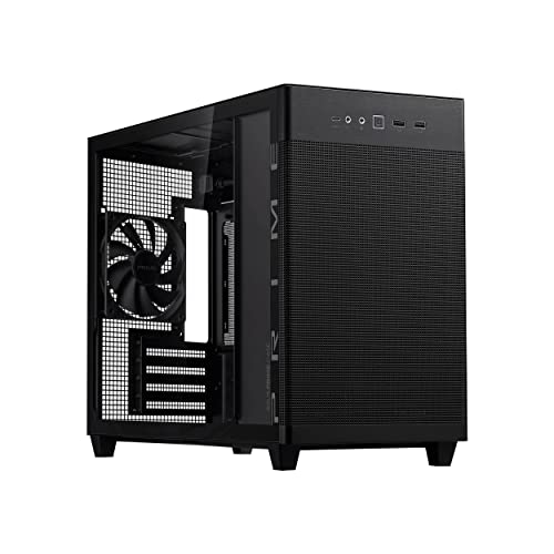 ASUS Prime AP201 Black MicroATX Supports 338mm Graphics Cards, 360mm Coolers, Standard ATX PSUs, Tool-Free Side Panels, Tempered Glass Front Panel, USB Type-C