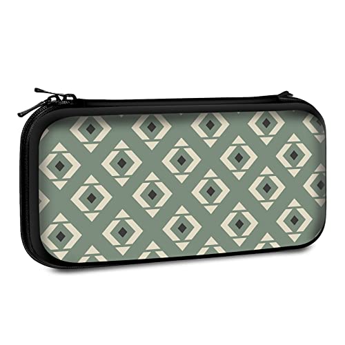 Carrying Case Compatible with Switch 2017 / Switch OLED 2021 Console Joy-Con with 10 Game Card Slots , Geometric Squares Pattern