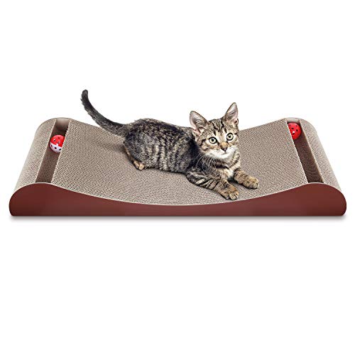 FluffyDream ScratchMe Cat Scratcher Cardboard Lounge Bed with Bell Ball Toy