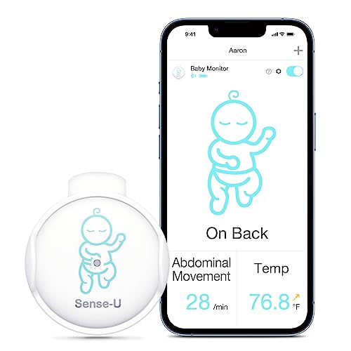Sense-U Smart Baby Monitor(FSA/HSA Approved) - Tracks Abdominal Movement, Rollover, Temperature, with Real-time Alerts on Smartphone(Green)