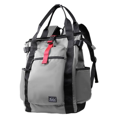Rangeland Unisex Laptop Tote Backpack Convertible Lightweight Nylon Water-Resistant Everyday Shoulder Tote bag Backpack with Water Bottle Pocket for Women Work Travel, Gray