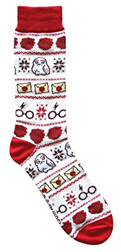 Harry Potter Hedwig Letter Glasses Ugly Sweater Pattern Crew Christmas Socks