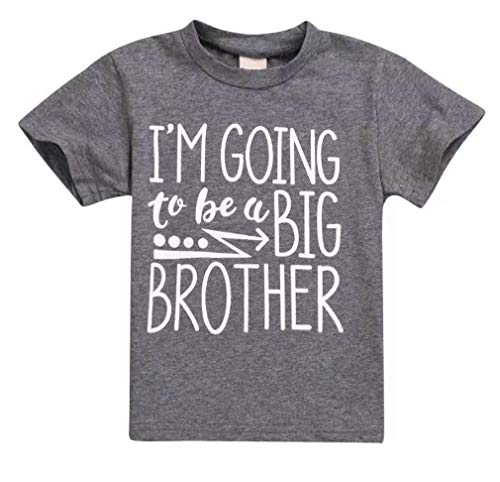 Toddler Kids Baby Boy Tee I'm Going to Be A Big Brother T-Shirt Short Sleeve Tops (Gray, 2-3T)
