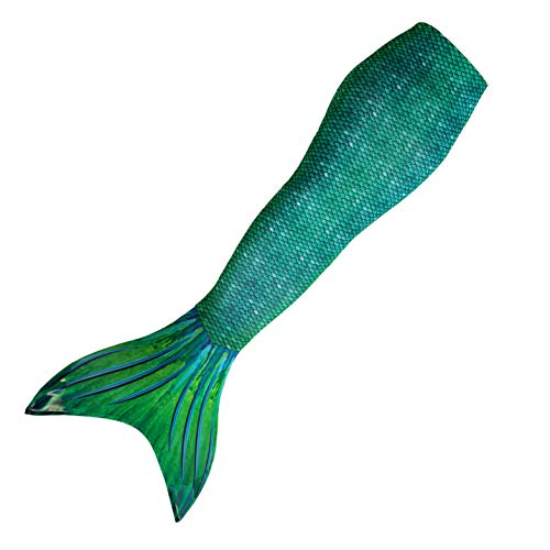 Mermaid Tail for Swimming (No Monofin) with MER-Shield Tip Protection, Child Sizes (Siren Green, Child X-Large (10/12))