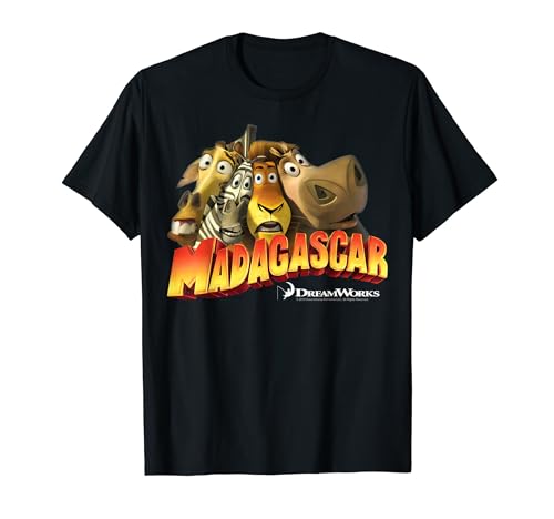 Madagascar Squished Group Shot Classic Movie Logo T-Shirt