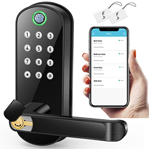 Sifely Smart Lock, Keyless Entry Door Lock, Smart Door Lock with Handle, Smart Lock for Front Door, Keyless Door Lock, Fingerprint Door Lock, Biometric Door Lock, Keypad Digital Door Lock (Smart Lock)