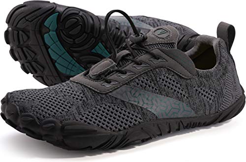 WHITIN Men's Cross-Barefoot Minimalist Shoes Zero Drop Wide Toe Box Five Fingers Size 9 Gym Workout Fitness Trail Running Minimus Grey 42