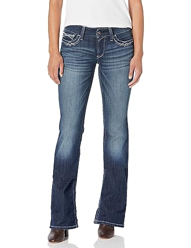 Ariat Female R.E.A.L. Mid Rise Stretch Entwined Boot Cut Jean Marine 28