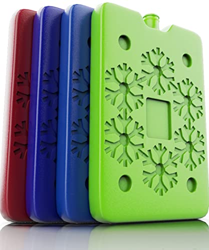 Ice Packs for Lunch Bags and Coolers | Bento Lunch Box, Cooler Bag for Work, School, Picnic or Camping | Reusable Small Freezer Ice Pack for Cooler or Ice Pack for Lunch Box Kid Friendly (4-Pack)