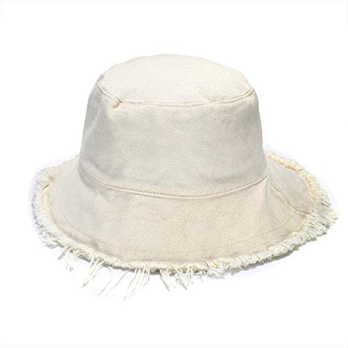 boderier Sun Hats for Women Summer Casual Wide Brim Cotton Bucket Hat Beach Vacation Travel Accessories (Beige)