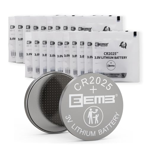 EEMB 20 PACK CR2025 Battery 3V Lithium Battery Button Coin Cell Batteries 2025 Battery for Key FOBs, calculators, Coin counters, Watches, Heart Rate Monitors, Glucose monitors and More