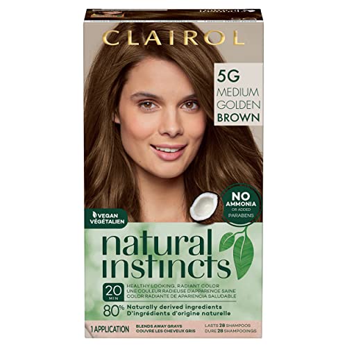 Clairol Natural Instincts Demi-Permanent Hair Dye, 5G Medium Golden Brown Hair Color, Pack of 1