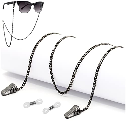 SIGONNA Eyeglass Chains for Women Men - Eyeglass Holder Strap - Eye Glass Accessory Chain - Eyeglass Holder Around Neck (Black)