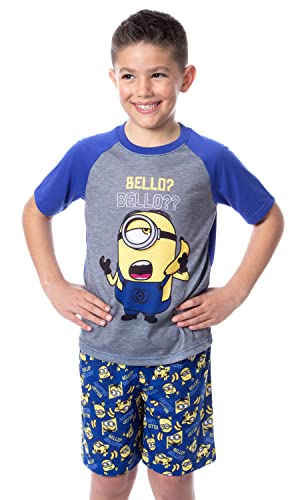 INTIMO Despicable Me Boys' Minions Bello? Raglan Sleep Pajama Set Shorts Shirt (8) Multicolored