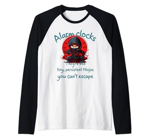 Cool Alarm Clock Ninja Costume for Boys and Girls Raglan Baseball Tee
