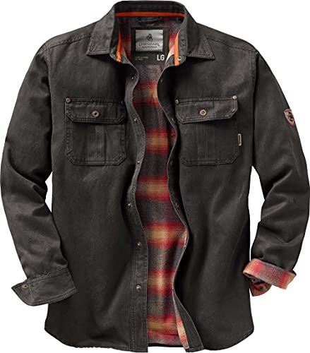 Legendary Whitetails Men's Journeyman Shirt Jacket, Flannel Lined Shacket for Men, Water-Resistant Coat Rugged Fall Clothing, Tarmac, X-Large Tall