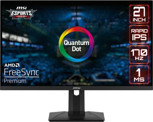 MSI G274QPF-QD, 27' Gaming Monitor, 2560 x 1440(QHD), IPS, 170Hz, FreeSync Premium, HDR400, HDMI, Displayport, USB C, Tilt, Black