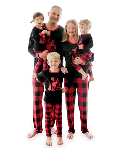 Vaenait Matching Christmas Pajamas For Family Xmas Pjs Matching Buffalo Plaid Sets Merry Moose Mom L